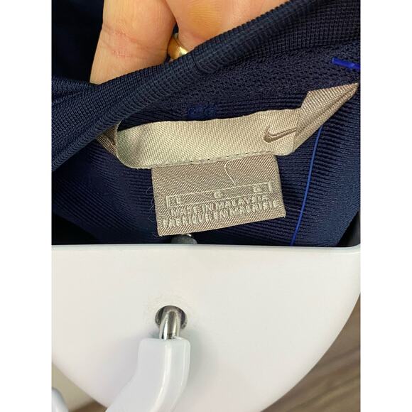 Vintage Silver Tag Nike T Shirt Size L Navy Blue Check Logo Essentials Tee Y2K - Picture 4 of 8